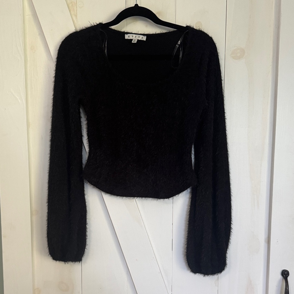 HYFVE Medium Black Fuzzy Long Sleeve Top